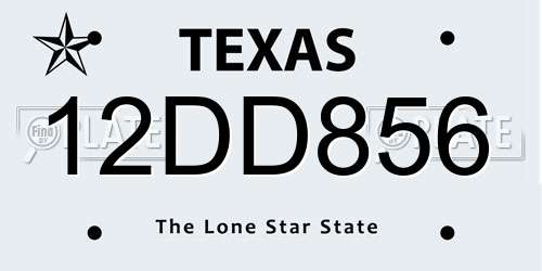 12DD856 Texas License Plate