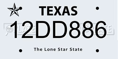 12DD886 Texas License Plate
