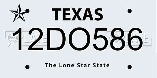 12DO586 Texas License Plate