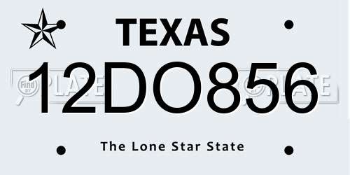 12DO856 Texas License Plate