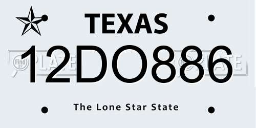 12DO886 Texas License Plate