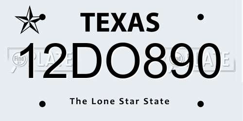 12DO890 Texas License Plate