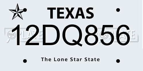 12DQ856 Texas License Plate