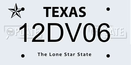 12DV06 Texas License Plate