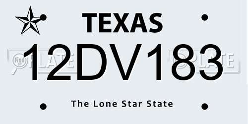 12DV183 Texas License Plate