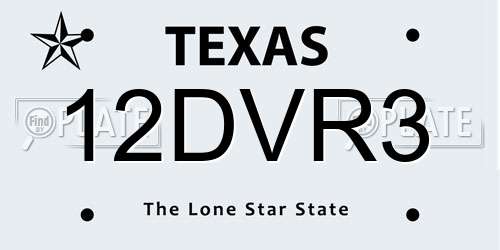 12DVR3 Texas License Plate