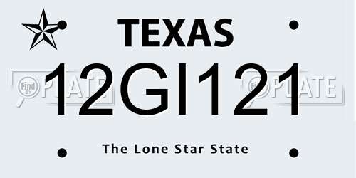 12GI121 Texas License Plate
