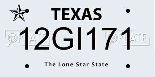12GI171 Texas License Plate