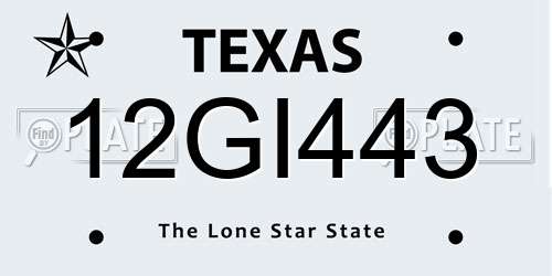 12GI443 Texas License Plate