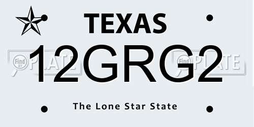12GRG2 Texas License Plate