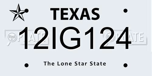 12IG124 Texas License Plate