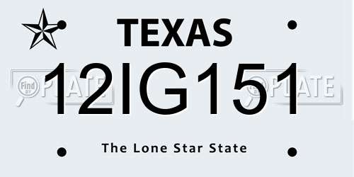 12IG151 Texas License Plate