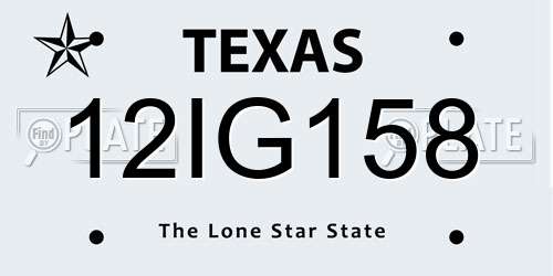 12IG158 Texas License Plate