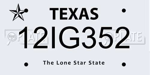 12IG352 Texas License Plate