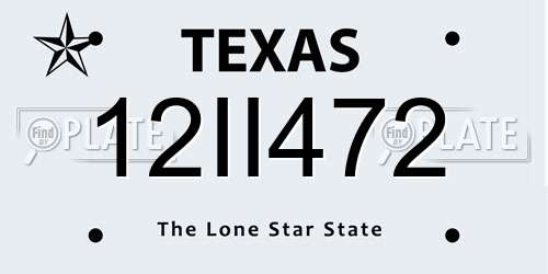 12II472 Texas License Plate