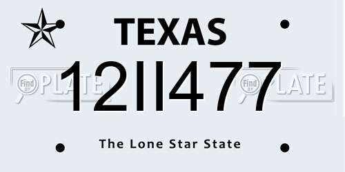 12II477 Texas License Plate
