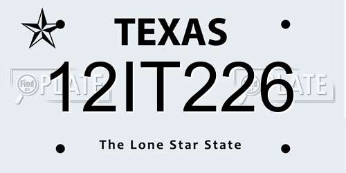 12IT226 Texas License Plate