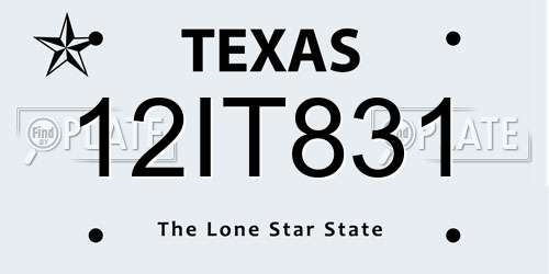 12IT831 Texas License Plate