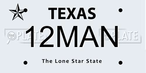 12MAN Texas License Plate