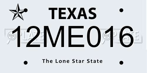 12ME016 Texas License Plate