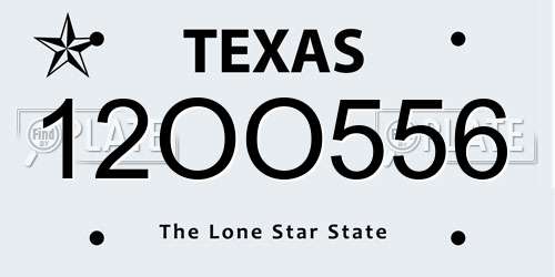 12OO556 Texas License Plate