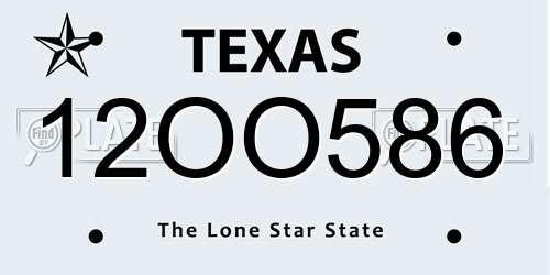 12OO586 Texas License Plate