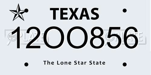 12OO856 Texas License Plate