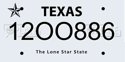 12OO886 Texas License Plate