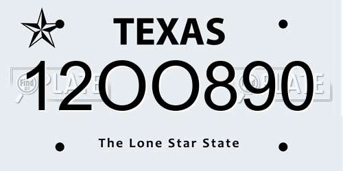 12OO890 Texas License Plate