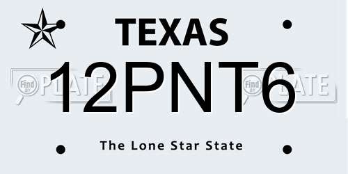 12PNT6 Texas License Plate