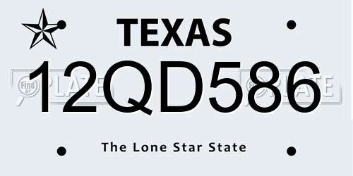 12QD586 Texas License Plate