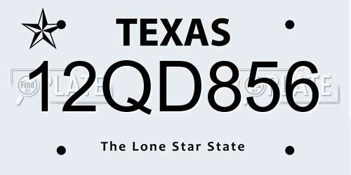12QD856 Texas License Plate