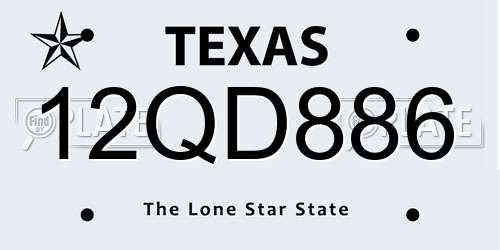 12QD886 Texas License Plate