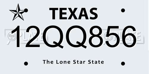 12QQ856 Texas License Plate