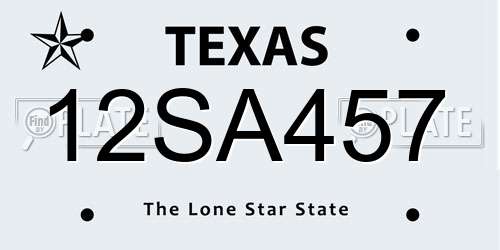 12SA457 Texas License Plate