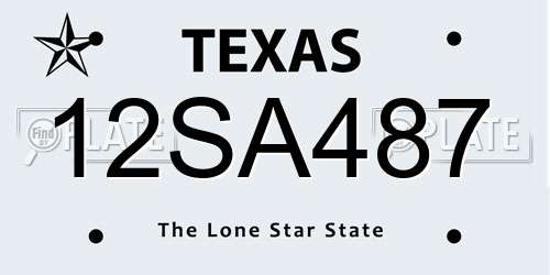 12SA487 Texas License Plate