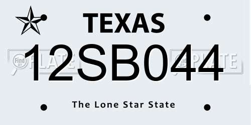 12SB044 Texas License Plate