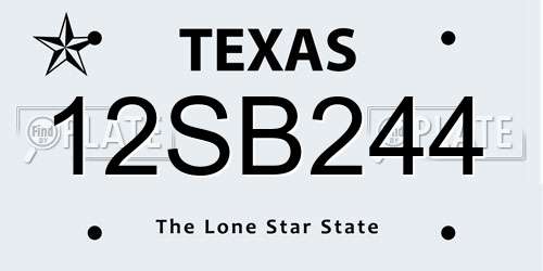 12SB244 Texas License Plate