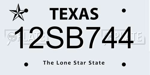 12SB744 Texas License Plate