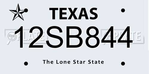 12SB844 Texas License Plate
