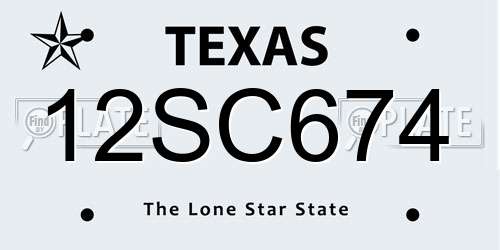 12SC674 Texas License Plate