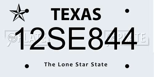 12SE844 Texas License Plate