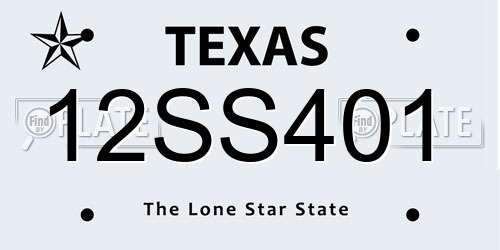 12SS401 Texas License Plate