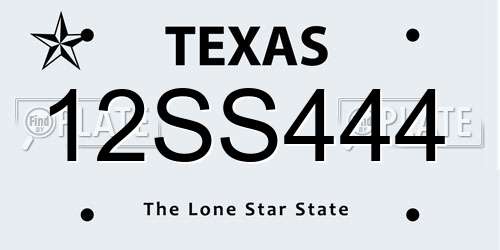 12SS444 Texas License Plate