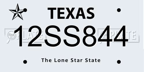 12SS844 Texas License Plate
