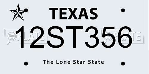 12ST356 Texas License Plate