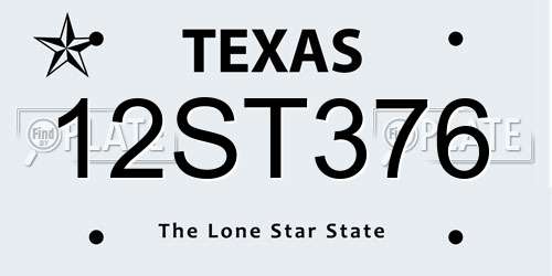 12ST376 Texas License Plate