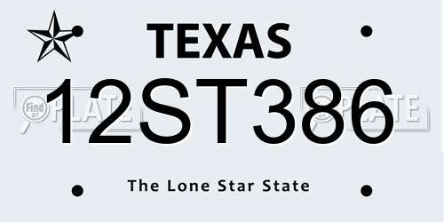 12ST386 Texas License Plate