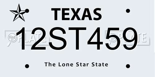 12ST459 Texas License Plate