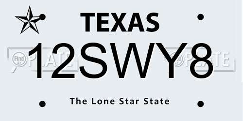 12SWY8 Texas License Plate